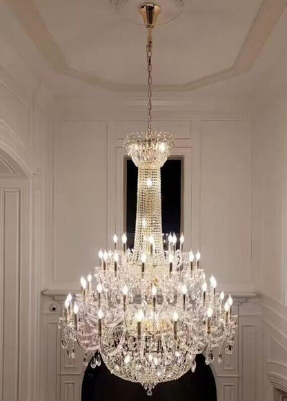 Extra Large European-style Multi-layers Candle Luxury Crystal Chandelier Gold Art Foyer/Staircase Decorative Light Fixture - Richardrider
