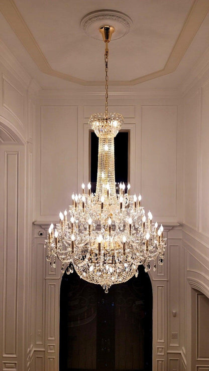 Extra Large European-style Multi-layers Candle Luxury Crystal Chandelier Gold Art Foyer/Staircase Decorative Light Fixture - Richardrider