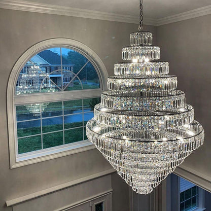 Chrome/ Silver/ Gold Extra Large Chandelier For Foyer Living Room Staircase Crystal Ceiling Lighting Fixture - Richardrider