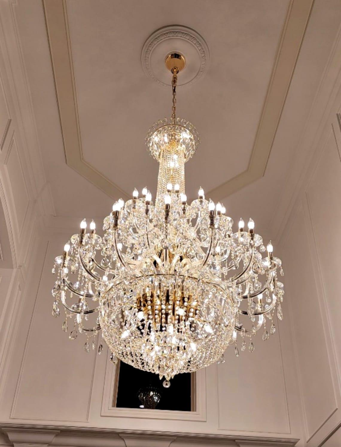 Extra Large European-style Multi-layers Candle Luxury Crystal Chandelier Gold Art Foyer/Staircase Decorative Light Fixture - Richardrider