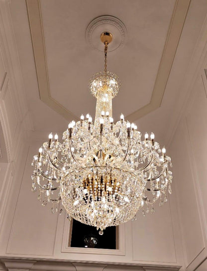Extra Large European-style Multi-layers Candle Luxury Crystal Chandelier Gold Art Foyer/Staircase Decorative Light Fixture - Richardrider