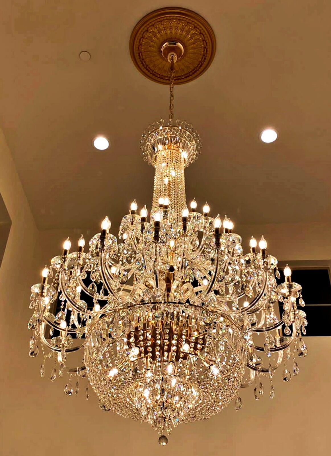 Extra Large European-style Multi-layers Candle Luxury Crystal Chandelier Gold Art Foyer/Staircase Decorative Light Fixture - Richardrider