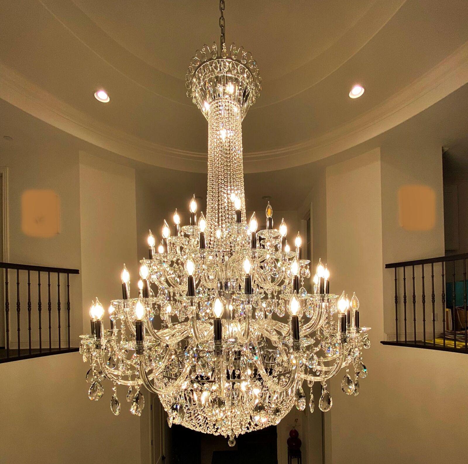 Extra Large European-style Multi-layers Candle Luxury Crystal Chandelier Gold Art Foyer/Staircase Decorative Light Fixture - Richardrider