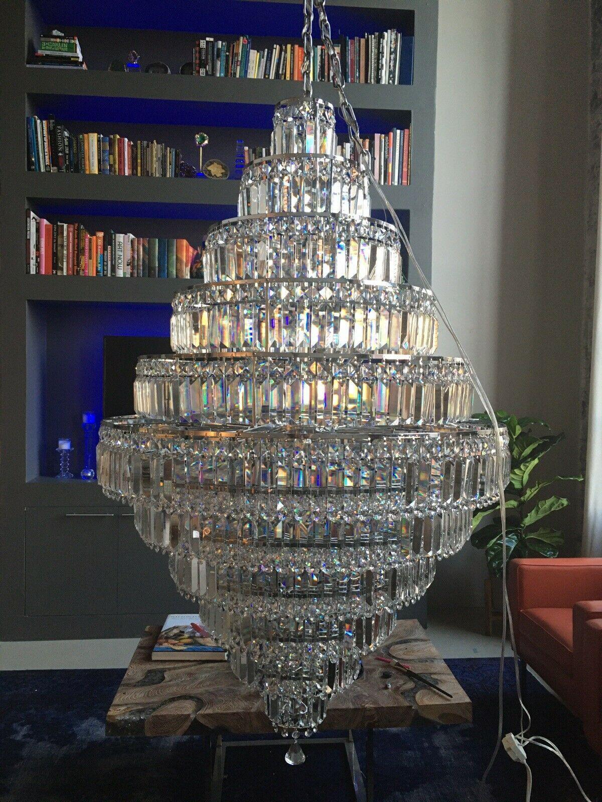 Chrome/ Silver/ Gold Extra Large Chandelier For Foyer Living Room Staircase Crystal Ceiling Lighting Fixture - Richardrider