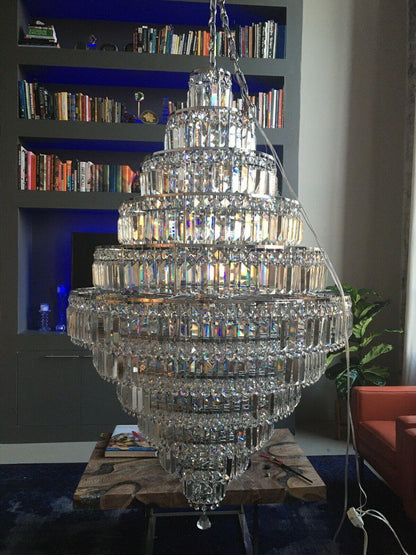 Chrome/ Silver/ Gold Extra Large Chandelier For Foyer Living Room Staircase Crystal Ceiling Lighting Fixture - Richardrider