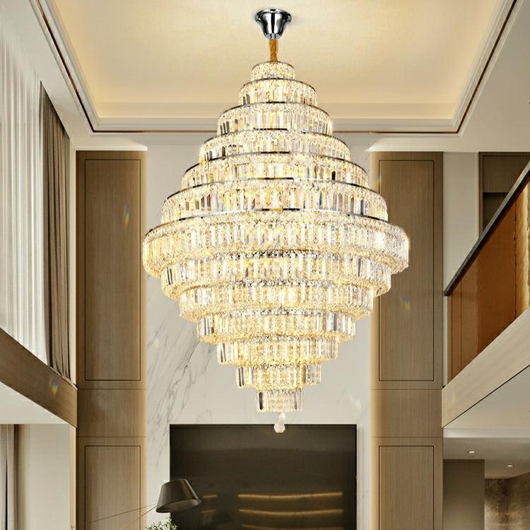 Chrome/ Silver/ Gold Extra Large Chandelier For Foyer Living Room Staircase Crystal Ceiling Lighting Fixture - Richardrider