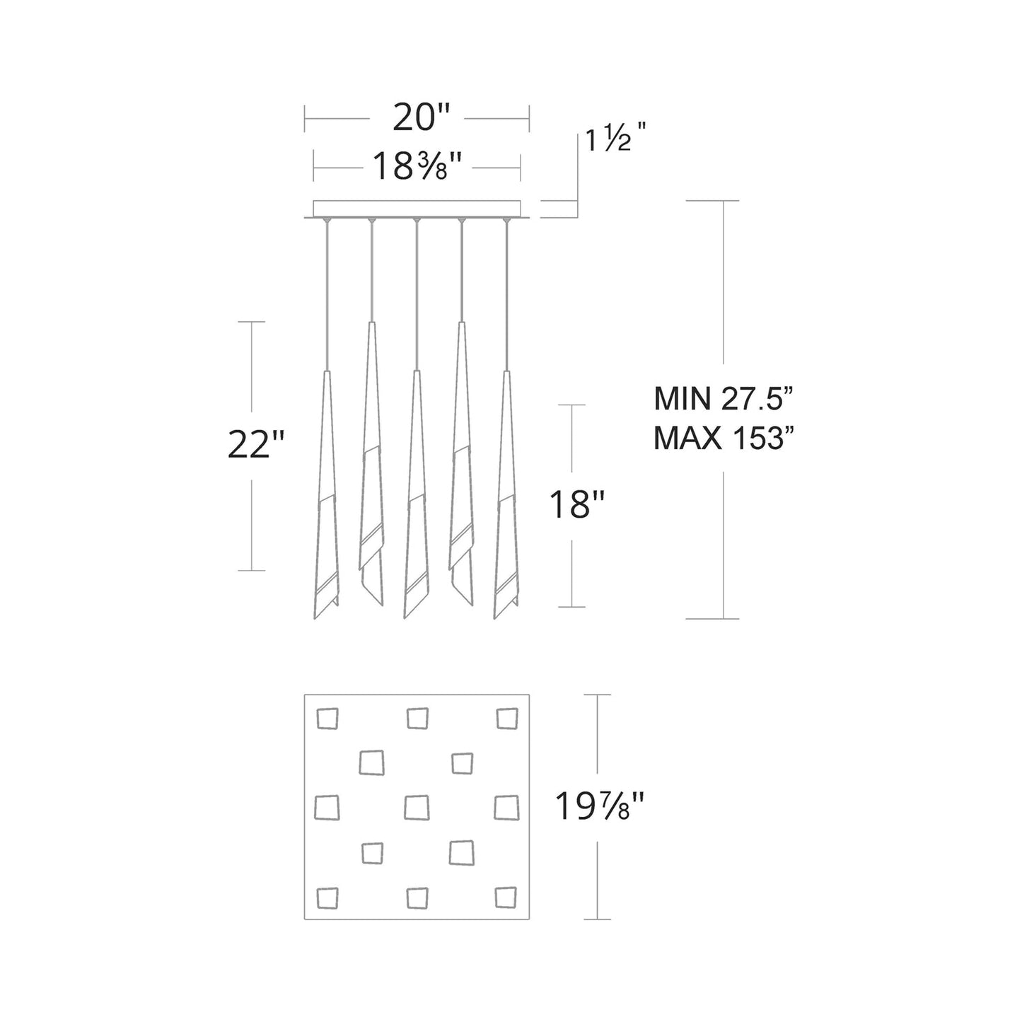 Solitude Square LED Multi Pendant Light - Richardrider
