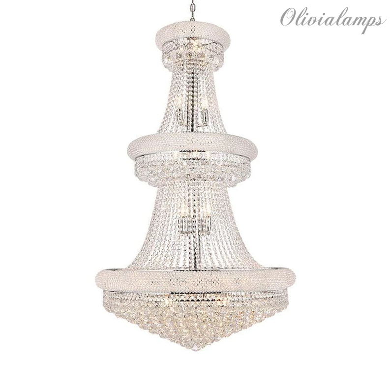 Luxury French Empire Chandelier for Villa Hall Ceiling Three-layers Crystal Light for Hotel Lobby - Richardrider