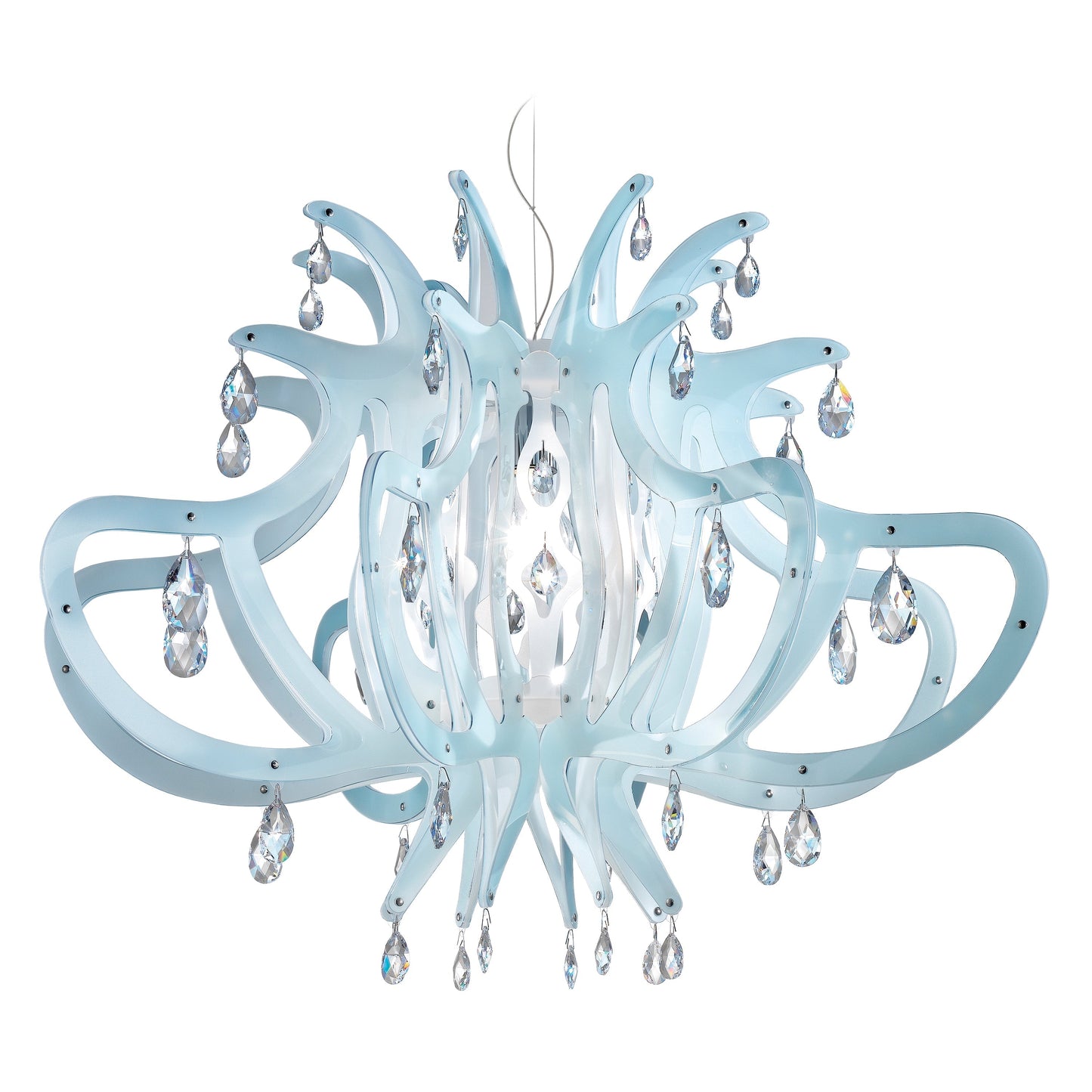 Jaratane Pendant Light Opalflex & Cristalflex & Pewterflex 33.75"W x 33.75"D