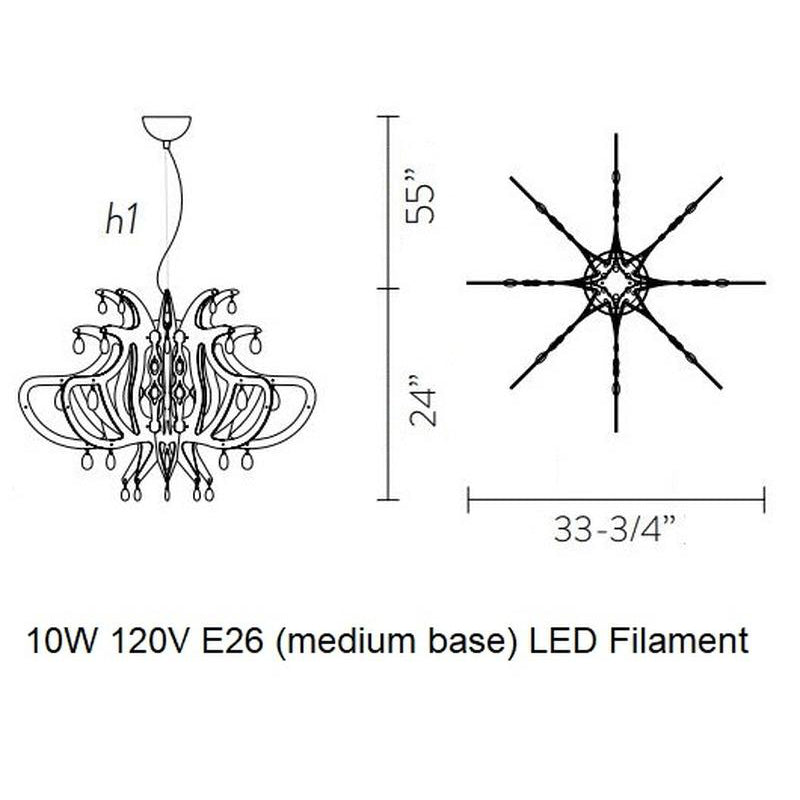 Jaratane Pendant Light Opalflex & Cristalflex & Pewterflex 33.75"W x 33.75"D