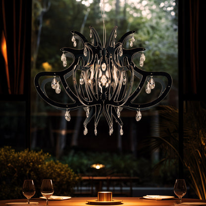 Jaratane Pendant Light Opalflex & Cristalflex & Pewterflex 33.75"W x 33.75"D