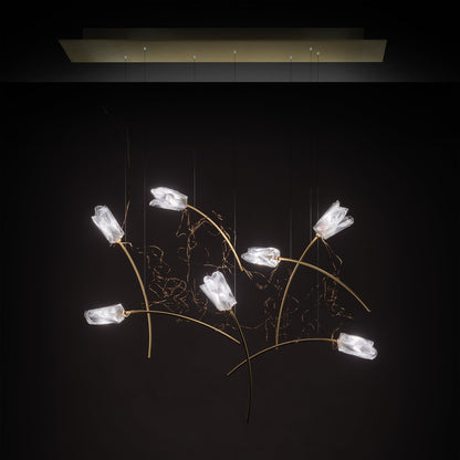 Oriolume Linear LED Chandelier Lentiflex & Brass & Copper Electric Wires
