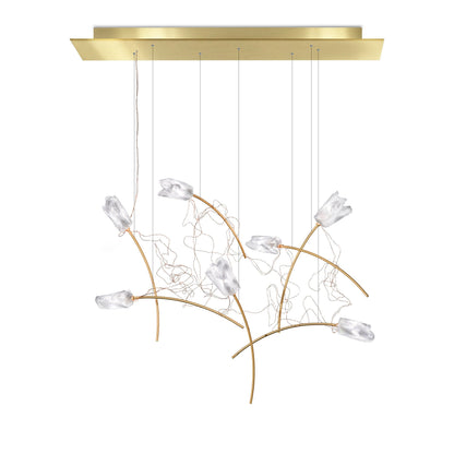 Oriolume Linear LED Chandelier Lentiflex & Brass & Copper Electric Wires