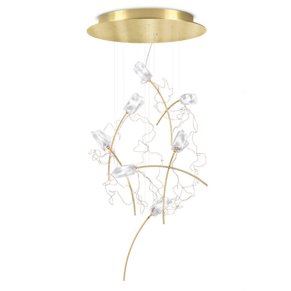 Oriolume Round LED Chandelier Lentiflex & Brass & Copper Electric Wires