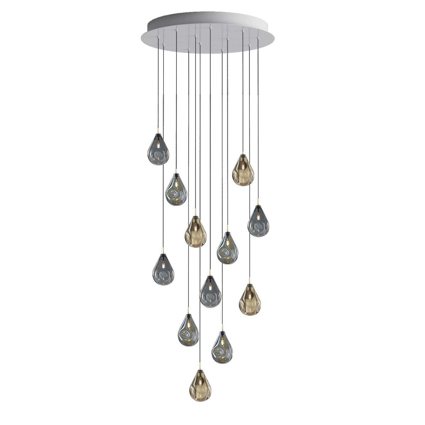 Dorarion Mini Round LED Chandelier Mouth-blown Crystal With Metal Coating 10.2"D