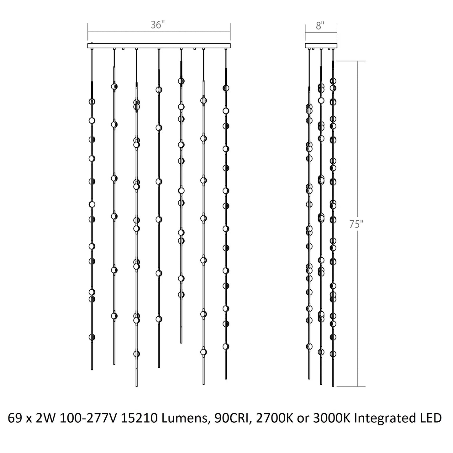 Verelune Andromeda Rectangle LED Chandelier Metal & Acrylic 35.5"W x 7.5"D