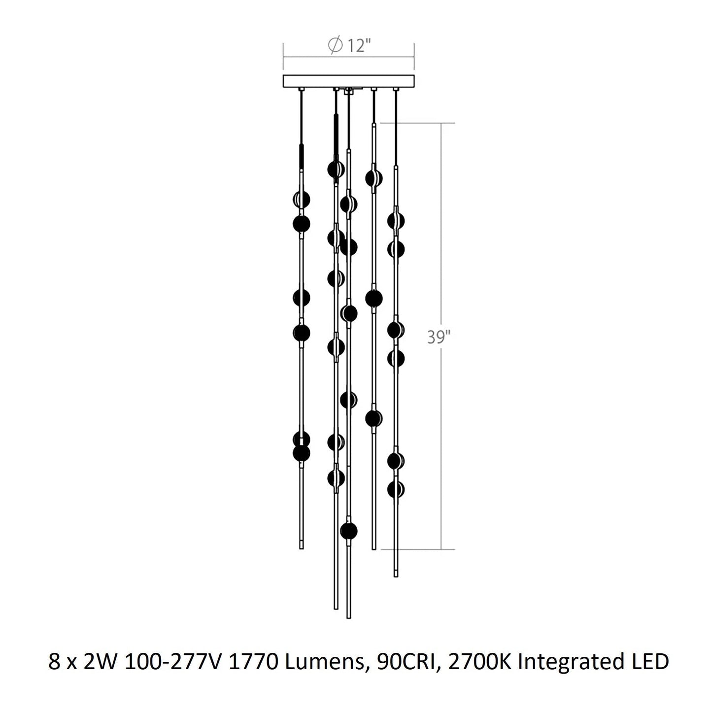 Verelune Andromeda Round LED Chandelier Metal & Acrylic 6"D