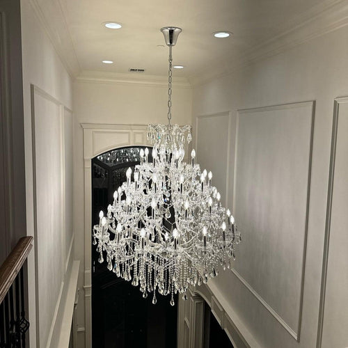 Oversized European Chrome Classic Candle Branch Crystal Chandelier for 2-Story/Duplex Buildings - Richardrider