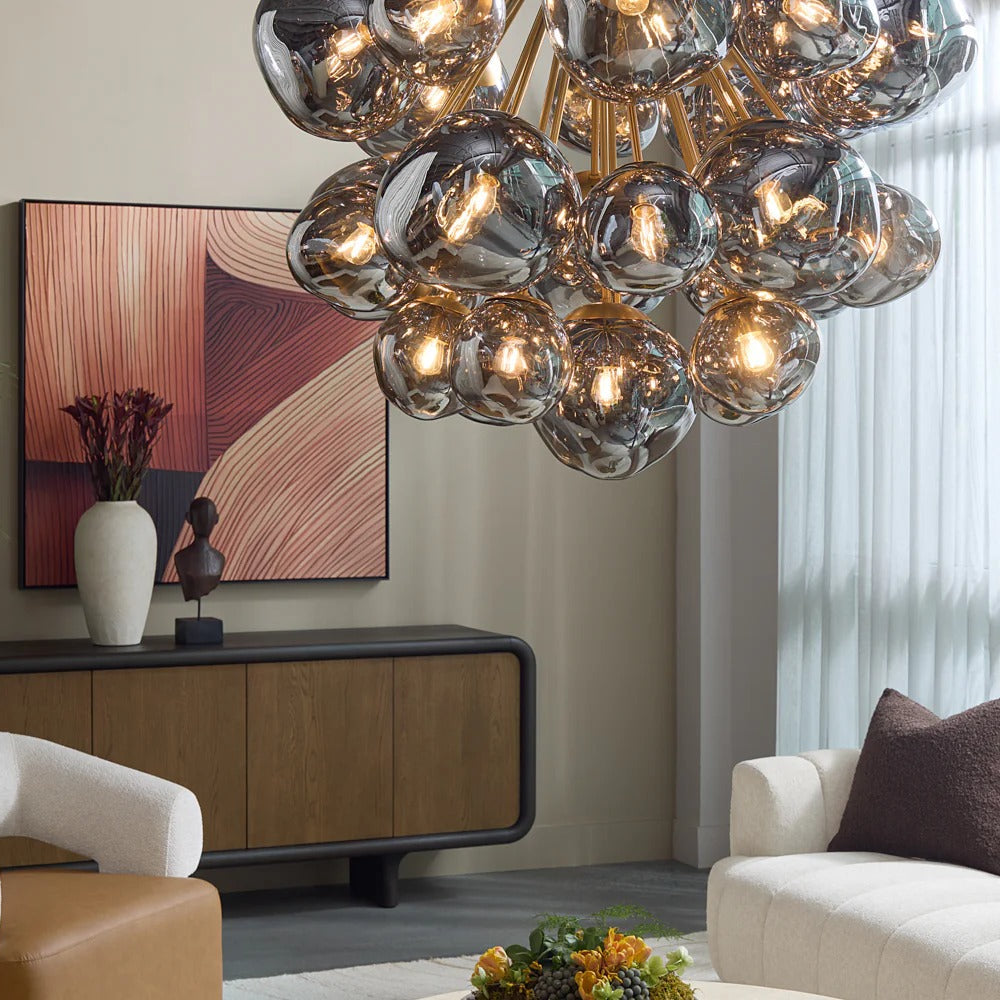 Vetouver Chandelier Hand-blown Glass & Iron 40"D