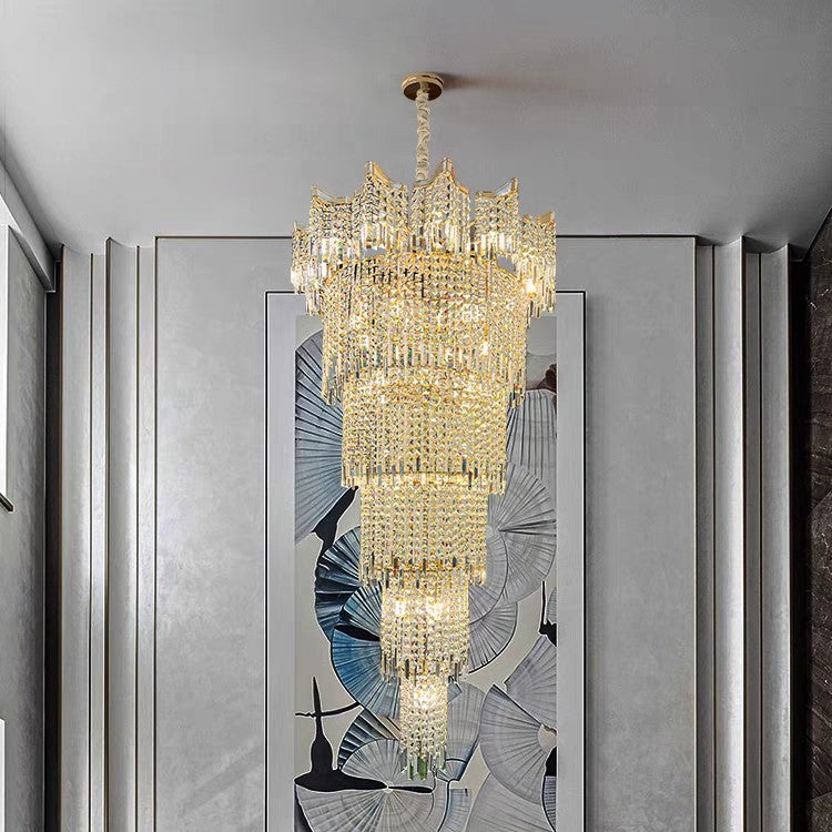 Extra Large Luxury Multi-tiered Crystal Chandelier in Gold Finish for Foyer/Staircase - Richardrider