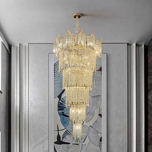 Extra Large Luxury Multi-tiered Crystal Chandelier in Gold Finish for Foyer/Staircase - Richardrider