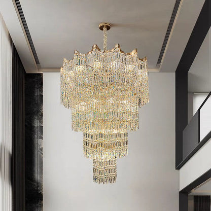 Extra Large Luxury Multi-tiered Crystal Chandelier in Gold Finish for Foyer/Staircase - Richardrider