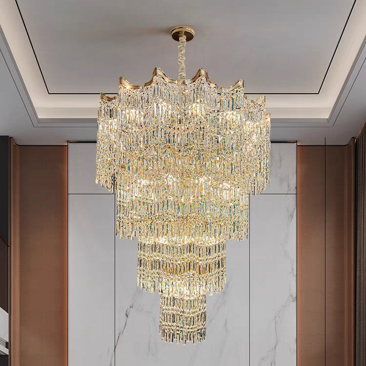 Extra Large Luxury Multi-tiered Crystal Chandelier in Gold Finish for Foyer/Staircase - Richardrider
