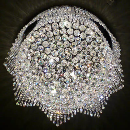 Minimalist Light Luxury Flush Mount Round Crystal Chandelier