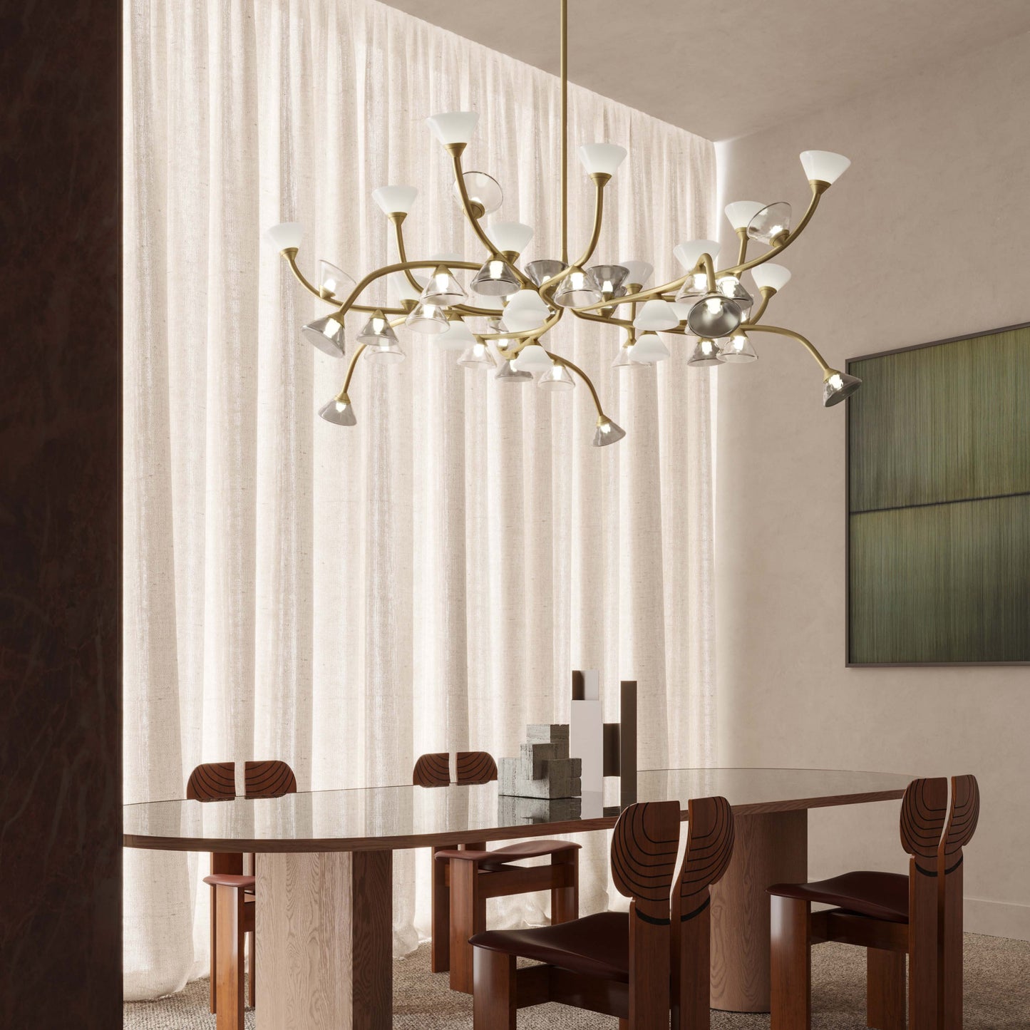Heliver LED Chandelier Metal & Aluminum & Glass 65"W