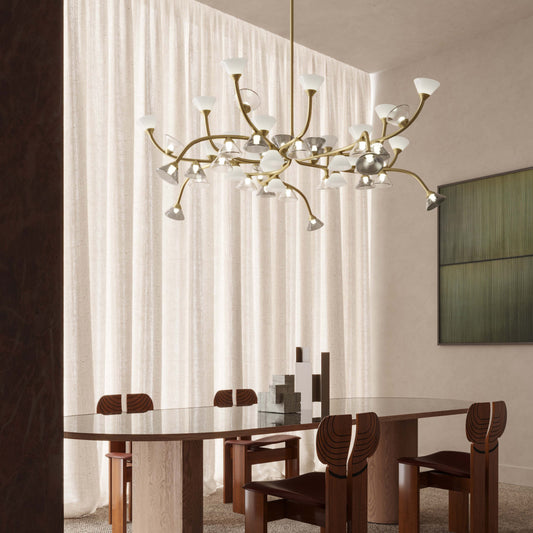 Heliver LED Chandelier Metal & Aluminum & Glass 65"W
