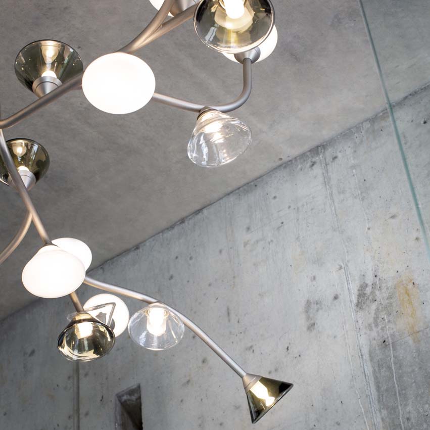 Heliver LED Chandelier Metal & Aluminum & Glass 65"W
