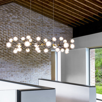 Heliovaro Flat Chandelier Metal & Brass & Borosilicate Glass 80.7"W x 40.6"D