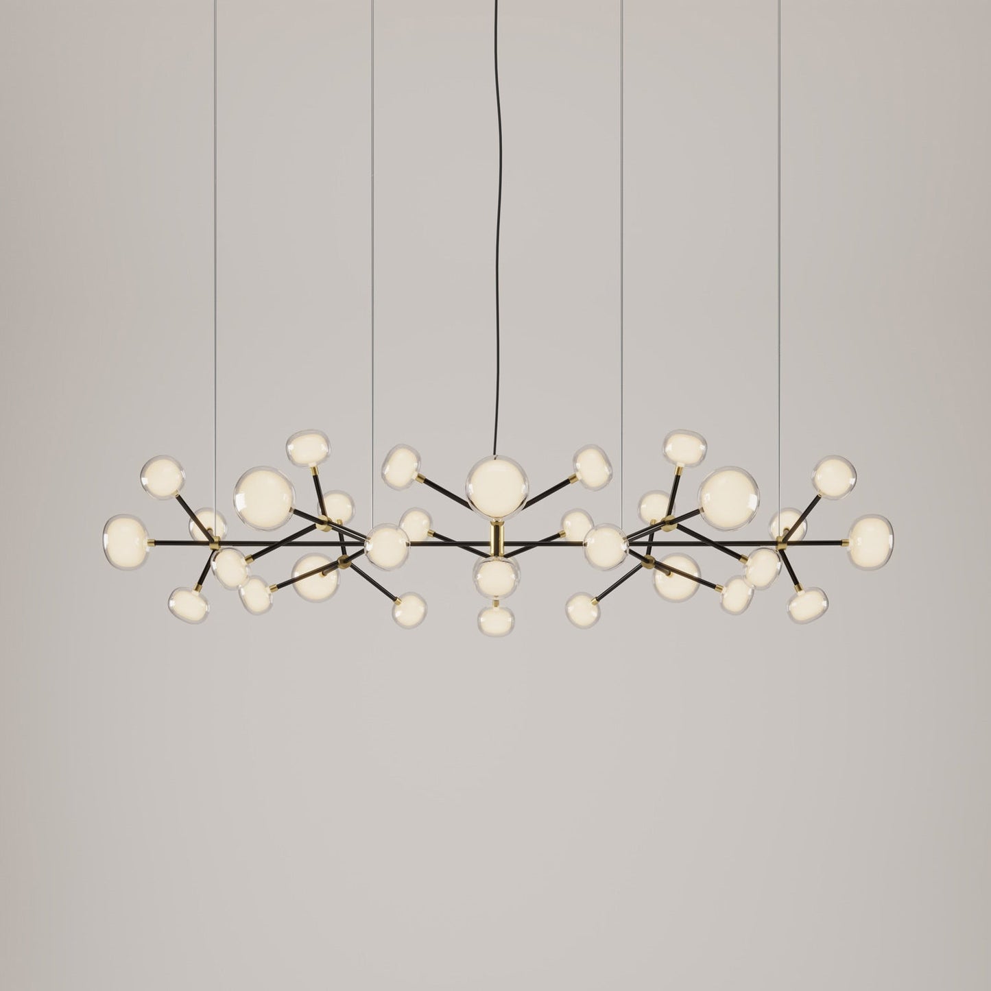Heliovaro Flat Chandelier Metal & Brass & Borosilicate Glass 80.7"W x 40.6"D