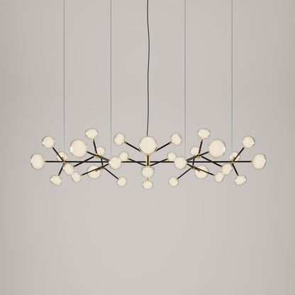 Heliovaro Flat Chandelier Metal & Brass & Borosilicate Glass 80.7"W x 40.6"D