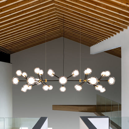 Heliovaro Flat Chandelier Metal & Brass & Borosilicate Glass 80.7"W x 40.6"D