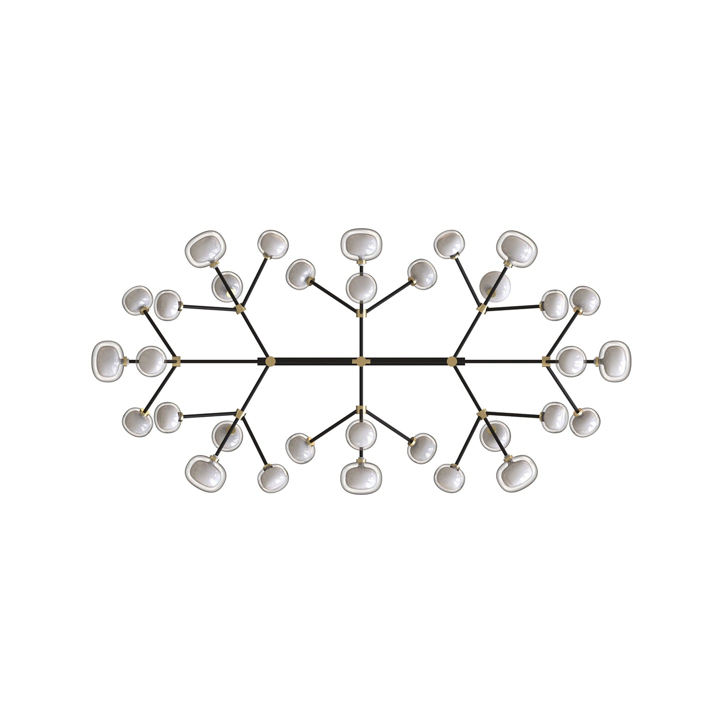 Heliovaro Flat Chandelier Metal & Brass & Borosilicate Glass 80.7"W x 40.6"D