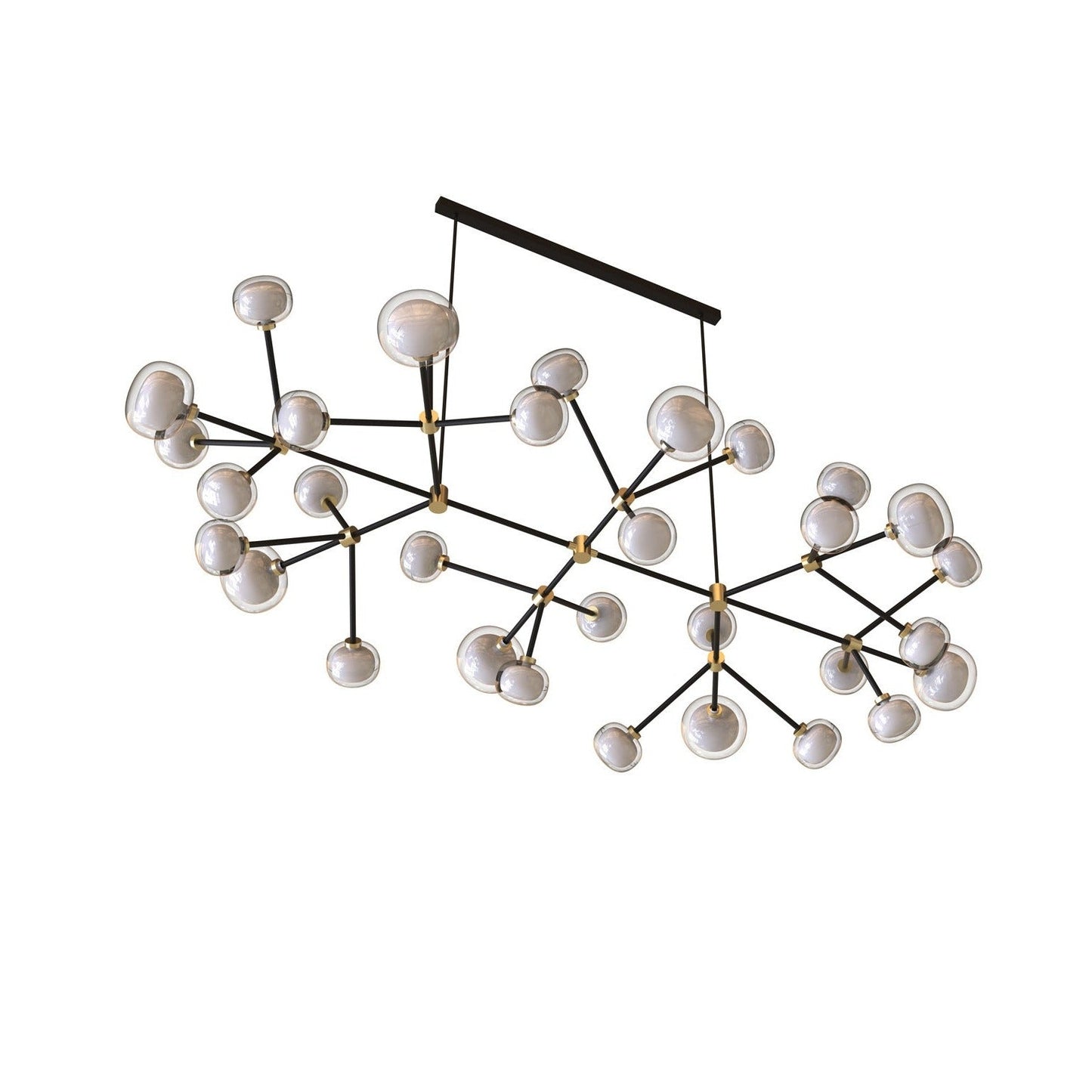 Heliovaro Flat Chandelier Metal & Brass & Borosilicate Glass 80.7"W x 40.6"D