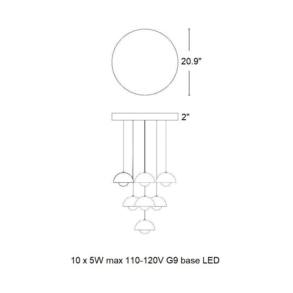 Calaevero Chandelier Lacquered Aluminum & Steel 20.9"D