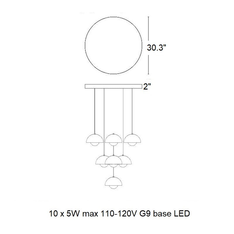 Calaevero Chandelier Lacquered Aluminum & Steel 20.9"D