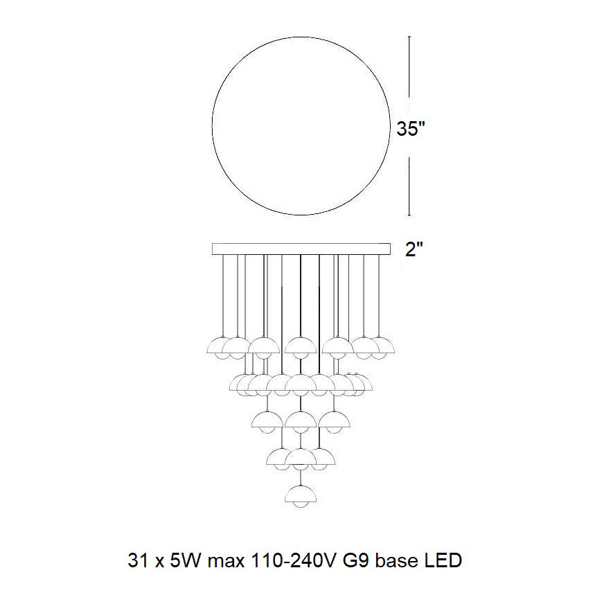 Calaevero Chandelier Lacquered Aluminum & Steel 20.9"D