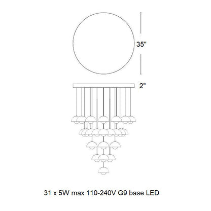 Calaevero Chandelier Lacquered Aluminum & Steel 20.9"D