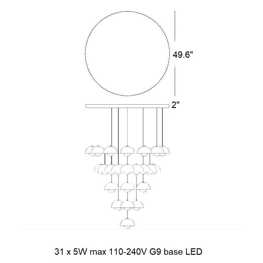 Calaevero Chandelier Lacquered Aluminum & Steel 20.9"D