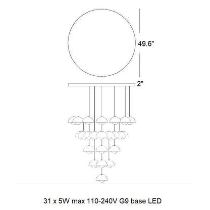 Calaevero Chandelier Lacquered Aluminum & Steel 20.9"D