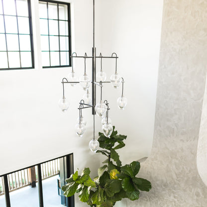 Maresera Chandelier Hand-worked Iron & Glass 36"W x 36"D