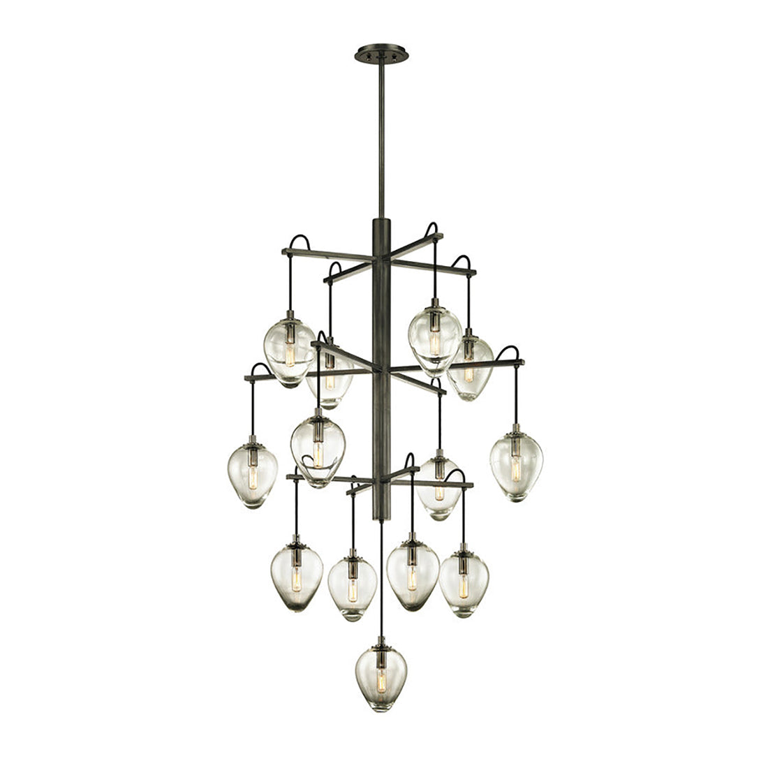 Maresera Chandelier Hand-worked Iron & Glass 36"W x 36"D