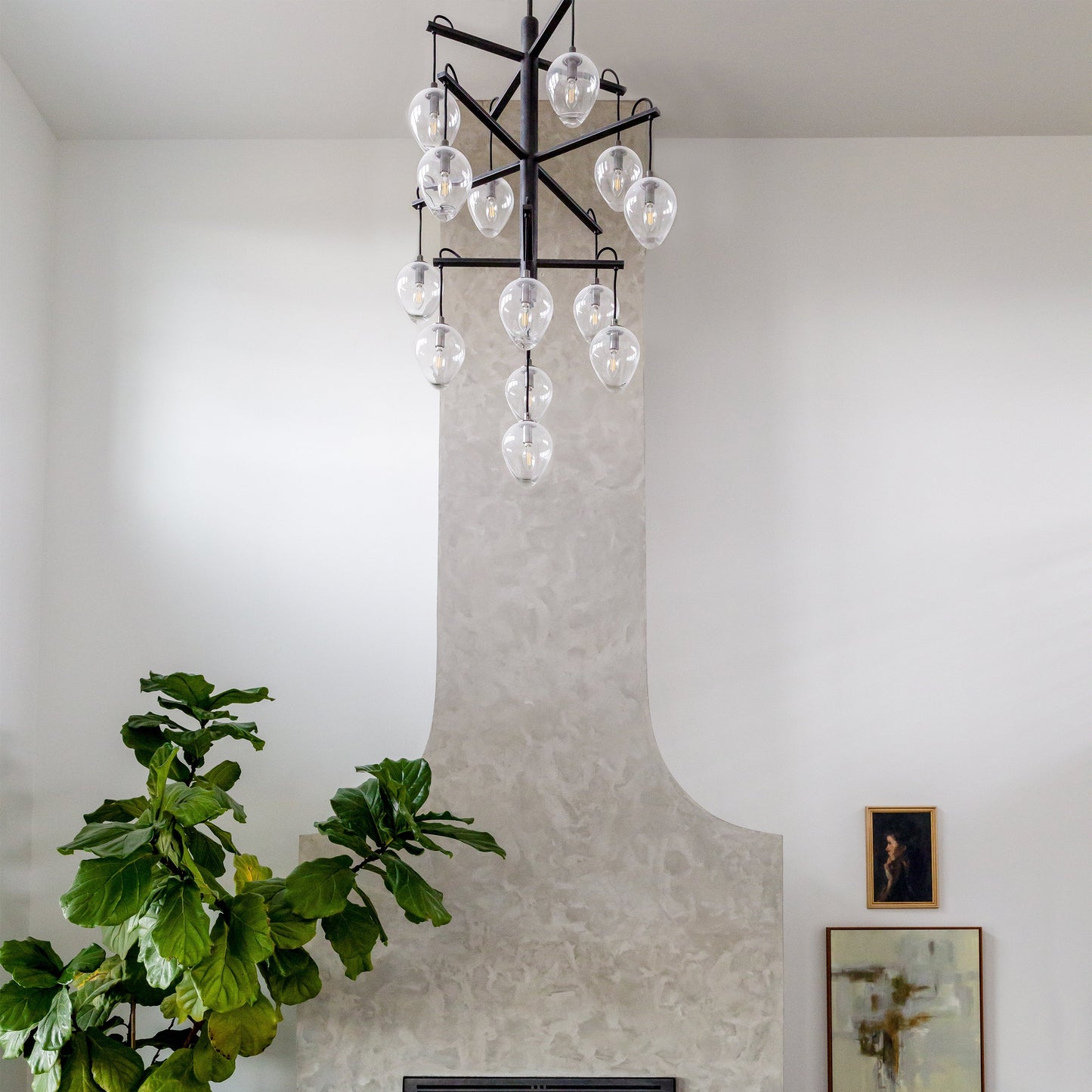 Maresera Chandelier Hand-worked Iron & Glass 36"W x 36"D