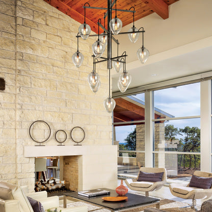 Maresera Chandelier Hand-worked Iron & Glass 36"W x 36"D