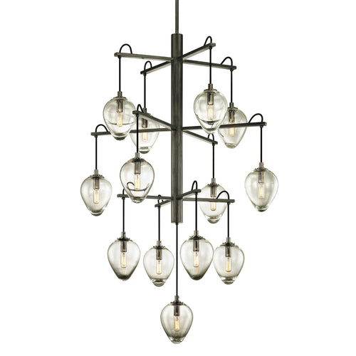 Maresera Chandelier Hand-worked Iron & Glass 36"W x 36"D