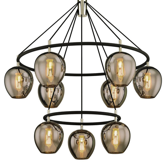 Noreinus Chandelier Hand-worked Iron & Glass 40"D