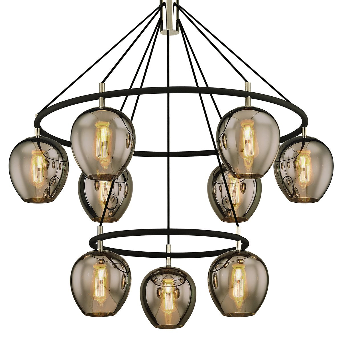 Noreinus Chandelier Hand-worked Iron & Glass 40"D